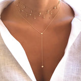 14k Gold Bezel Diamond Lariat Necklace Zoe Lev Jewelry