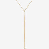 14k Gold Bezel Diamond Lariat Necklace