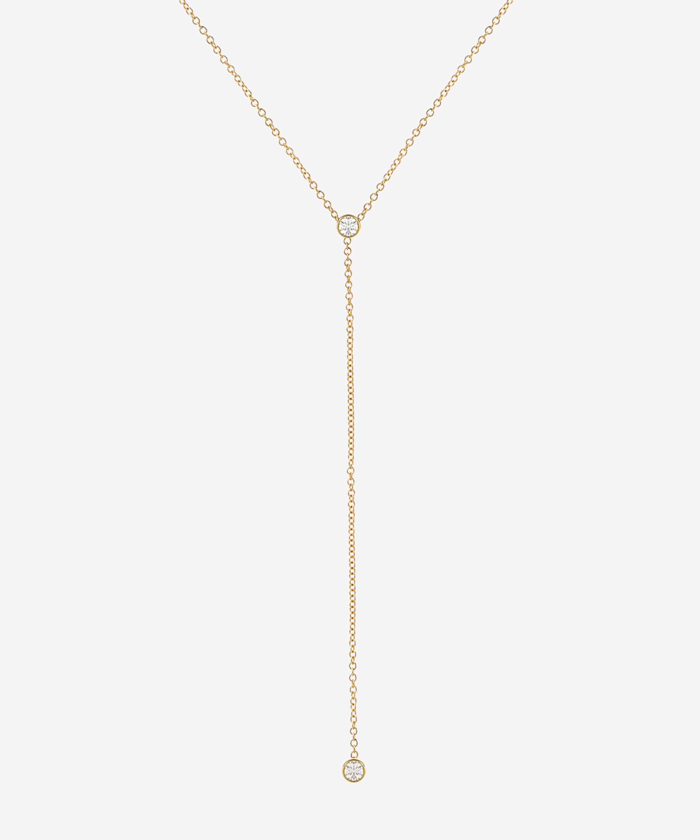14k Gold Bezel Diamond Lariat Necklace Zoe Lev Jewelry