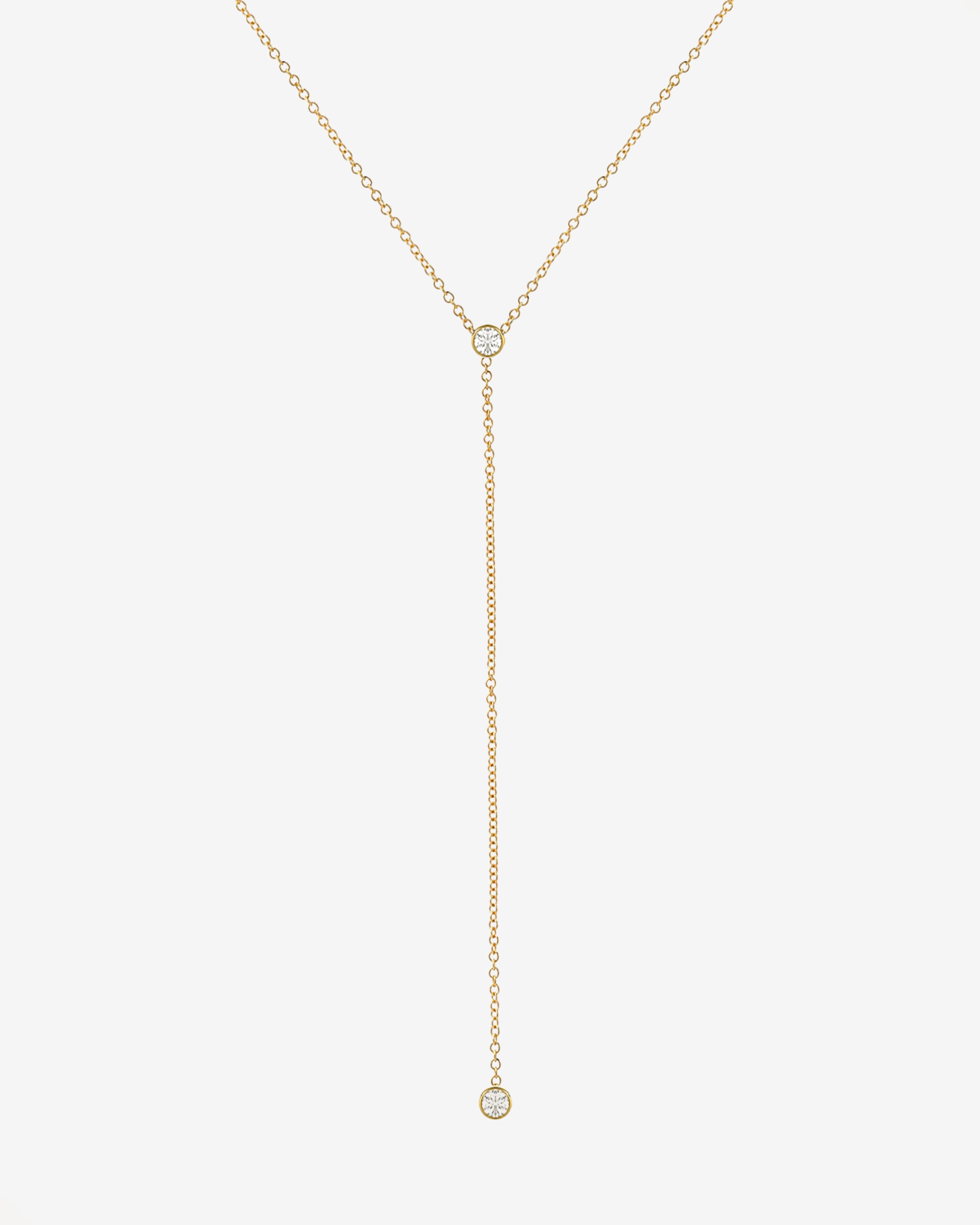 14k Gold Bezel Diamond Lariat Necklace Zoe Lev Jewelry