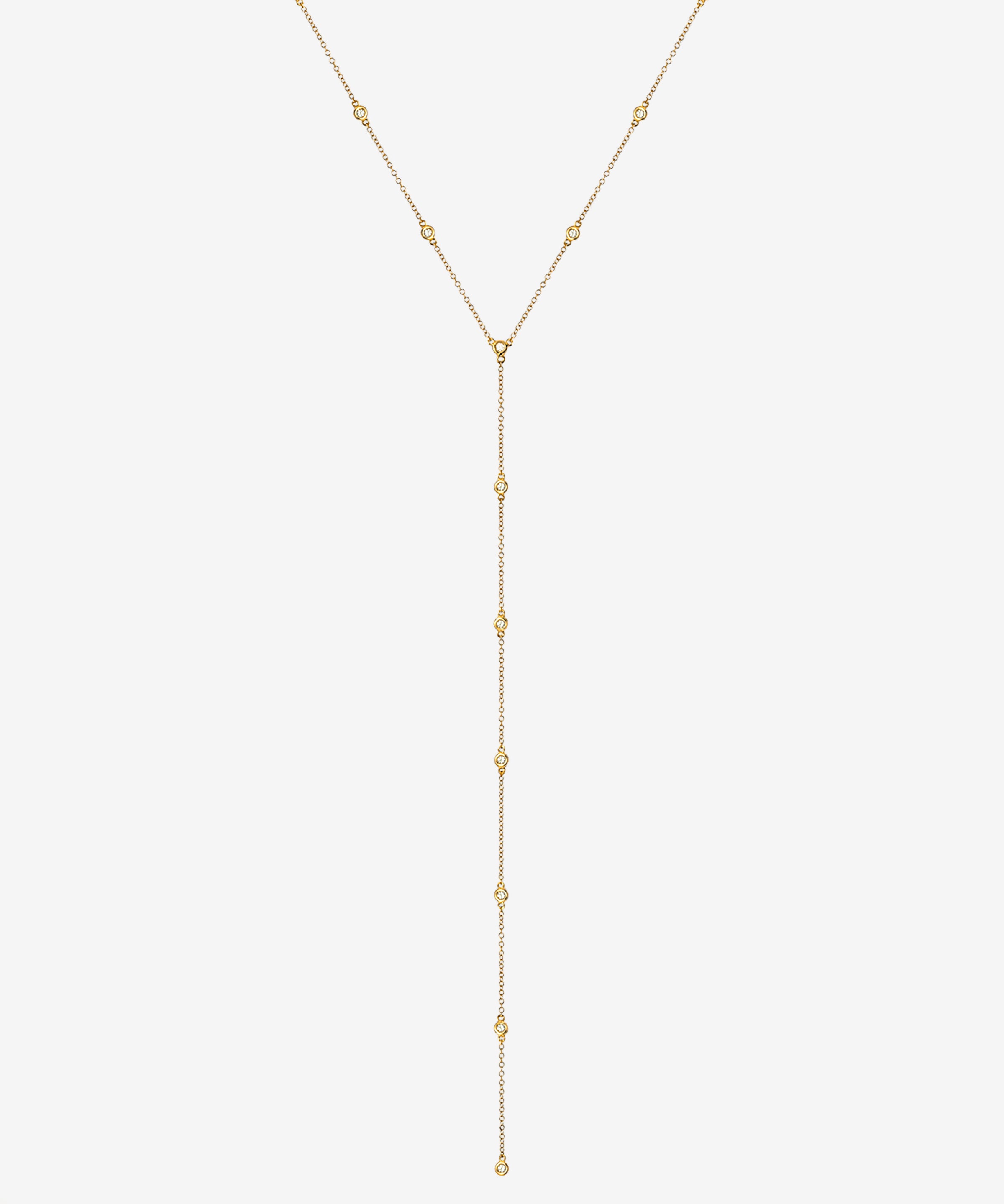 Bezel Diamond Station Lariat Necklace Zoe Lev Jewelry