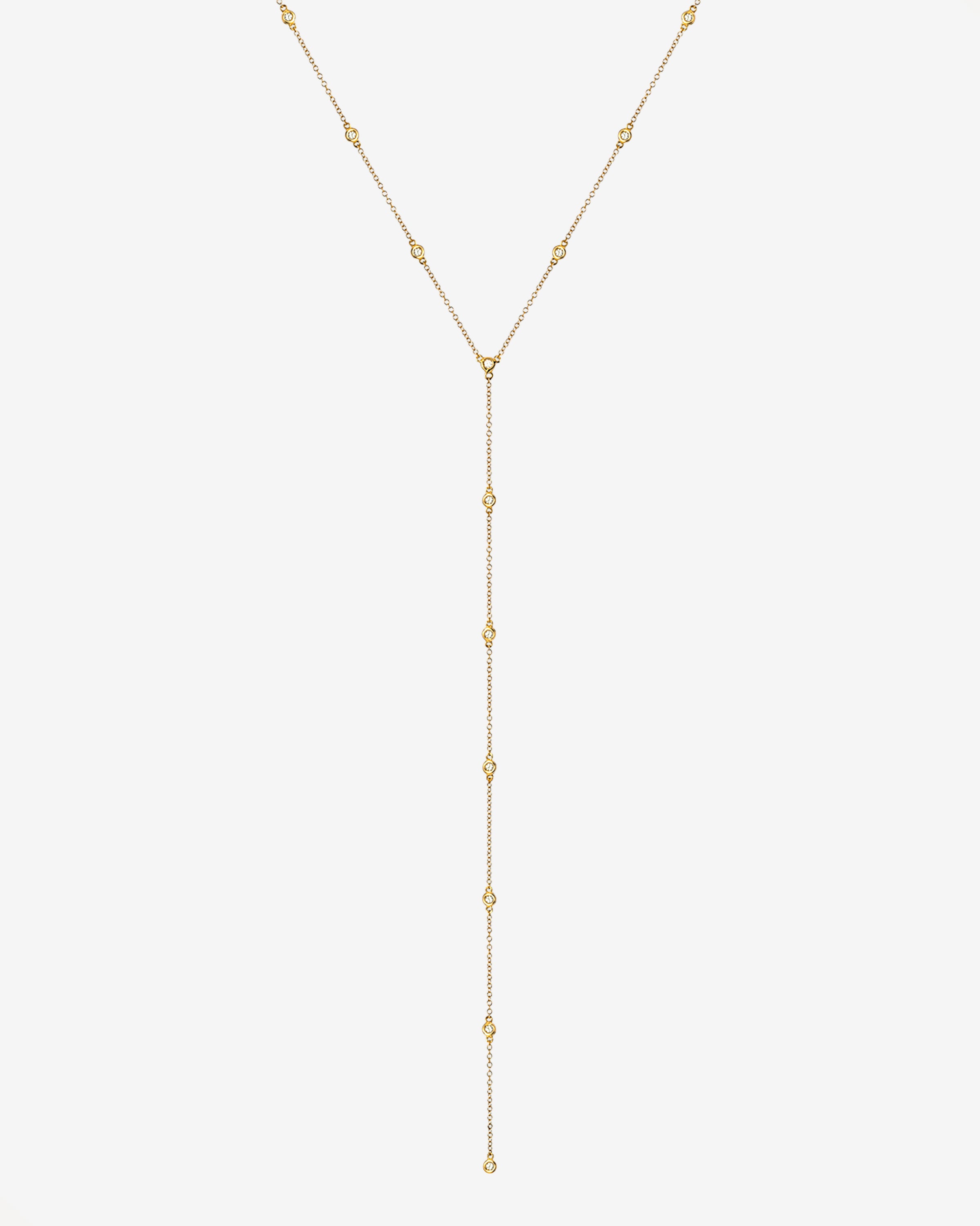 Bezel Diamond Station Lariat Necklace Zoe Lev Jewelry