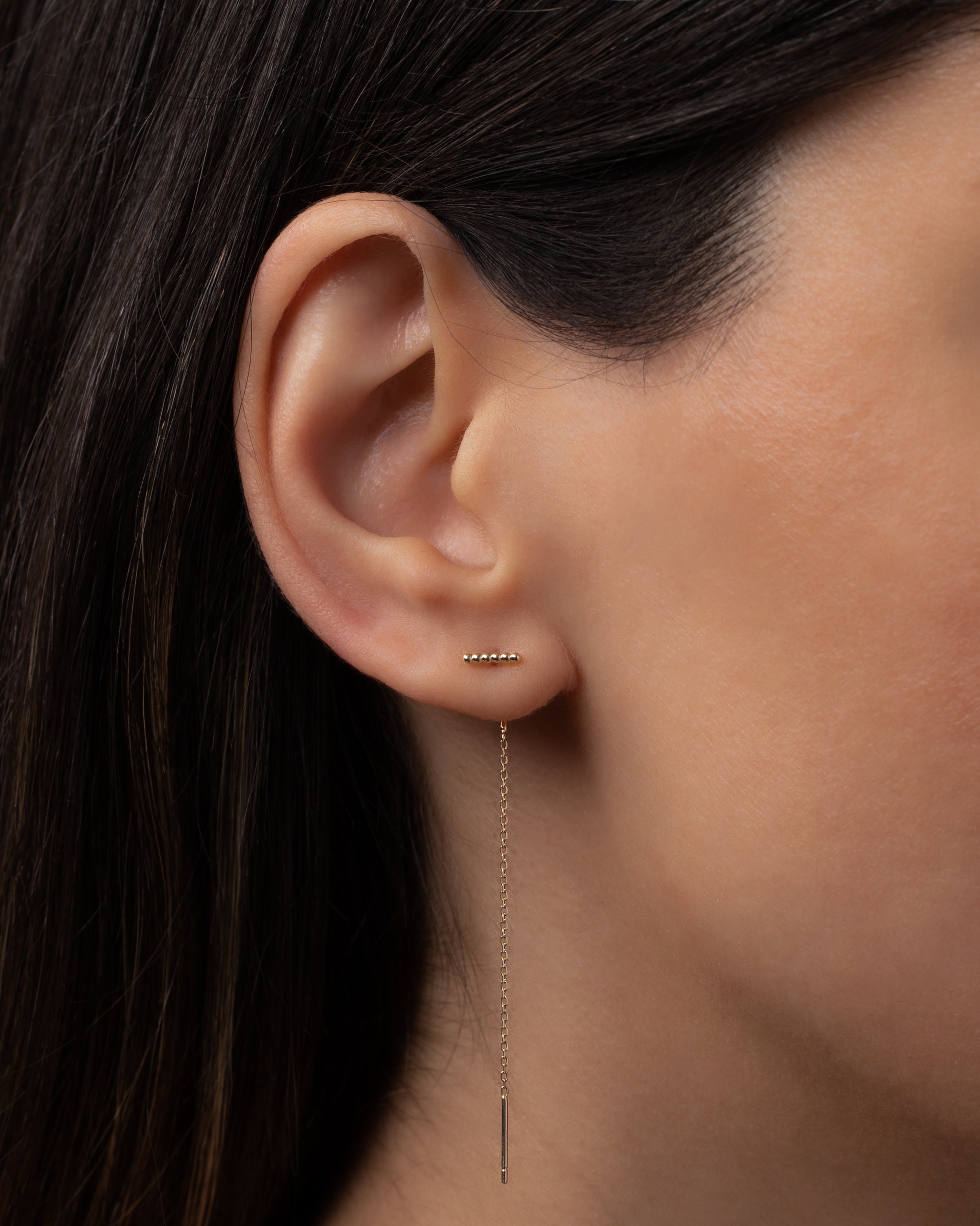 14k Gold Cable Link Threader Earrings - Zoe Lev Jewelry