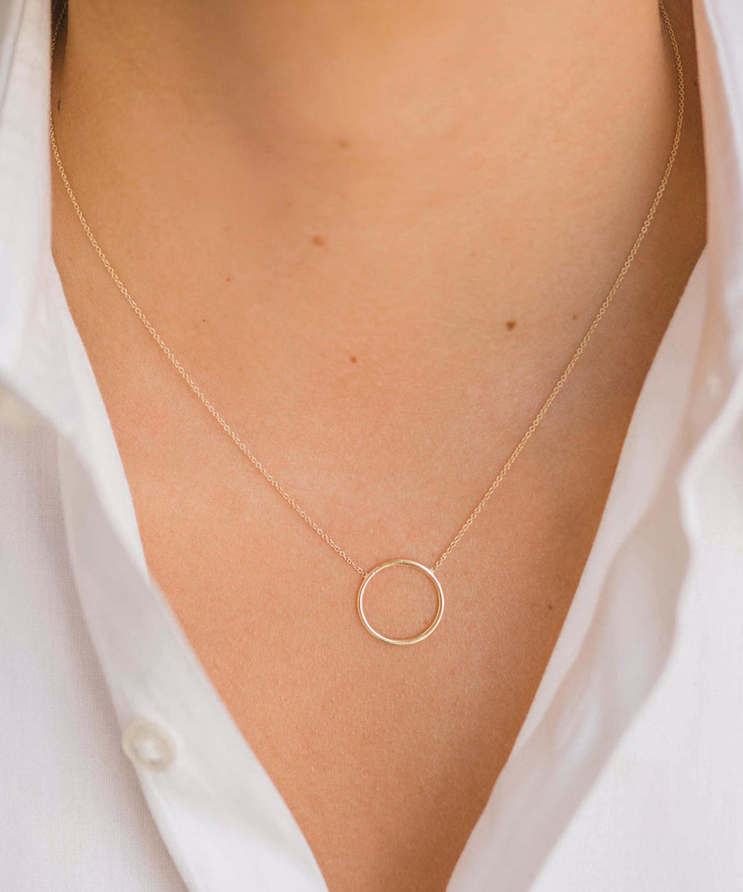 14k Gold Circle Necklace Zoe Lev Jewelry