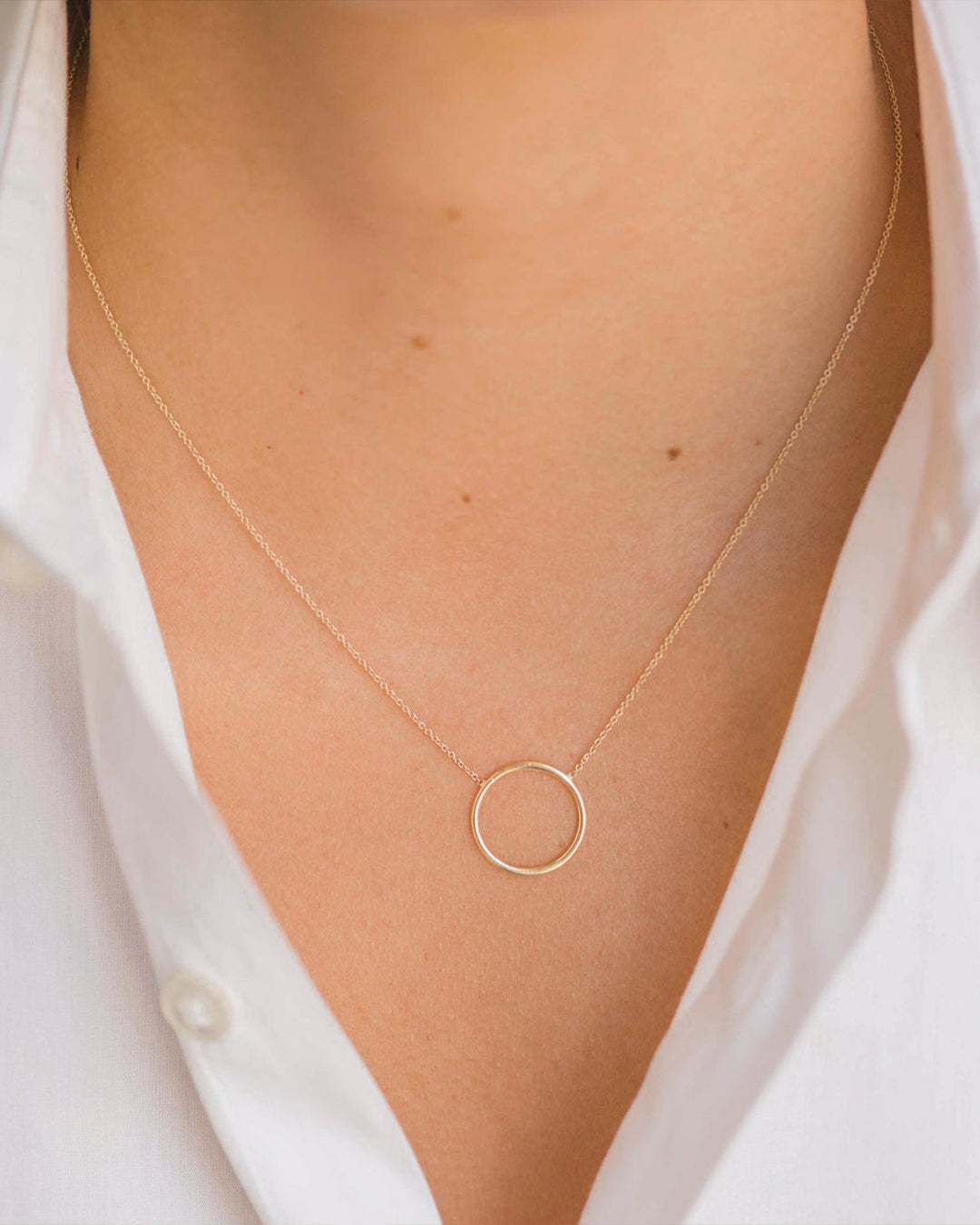 14k Gold Circle Necklace – Zoe Lev Jewelry - Main Image