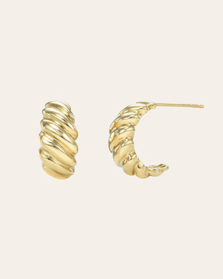 14K Gold Croissant Stud Earrings