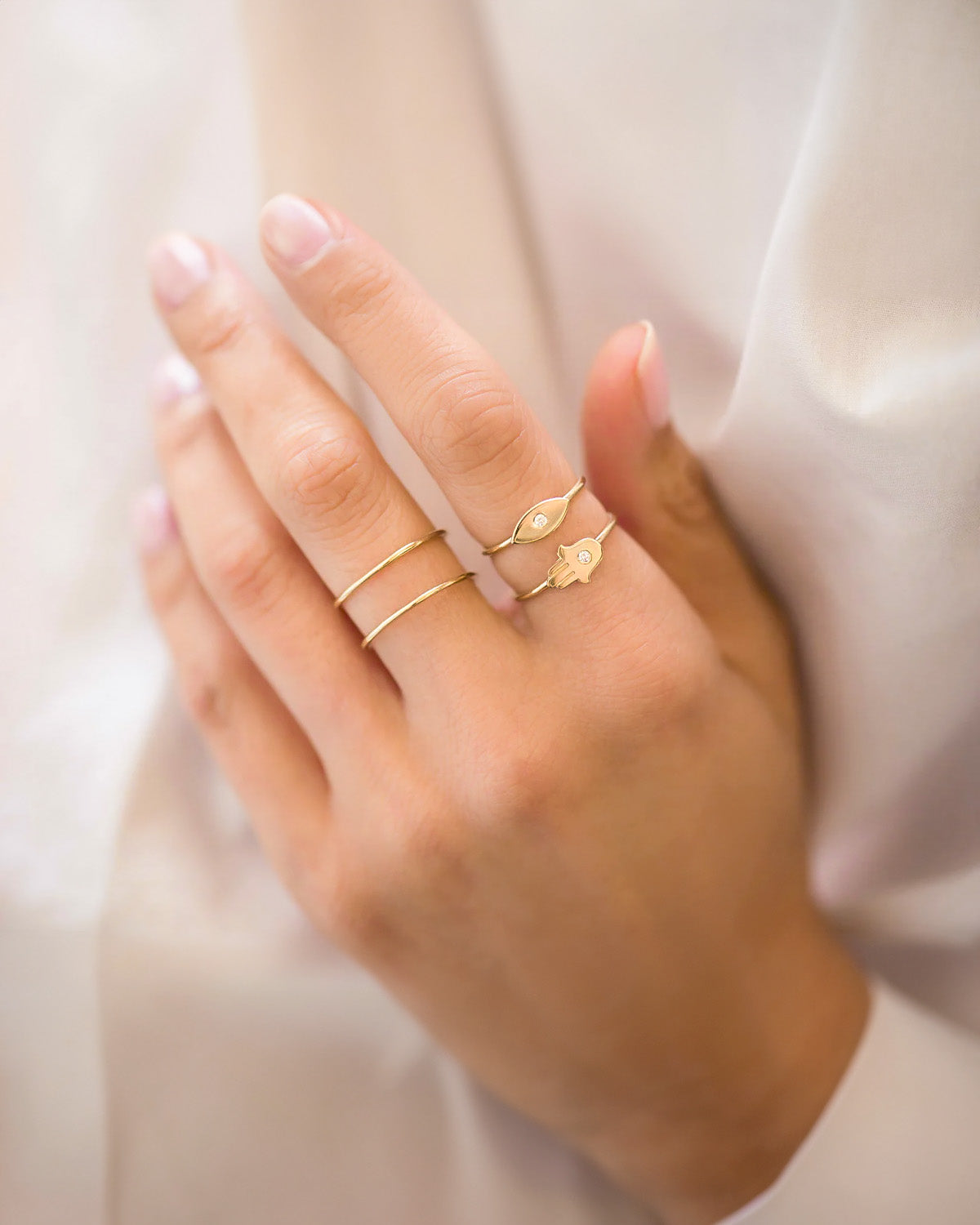 14k Gold Diamond Evil Eye Ring Zoe Lev Jewelry