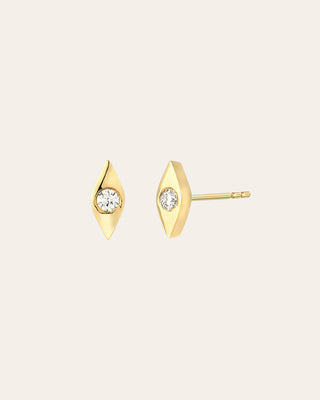 14k Gold Diamond Evil Eye Stud Earrings