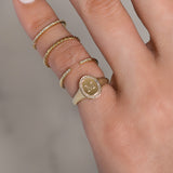 14k Gold Diamond Frame Signet Ring Personalized Zoe Lev Jewelry