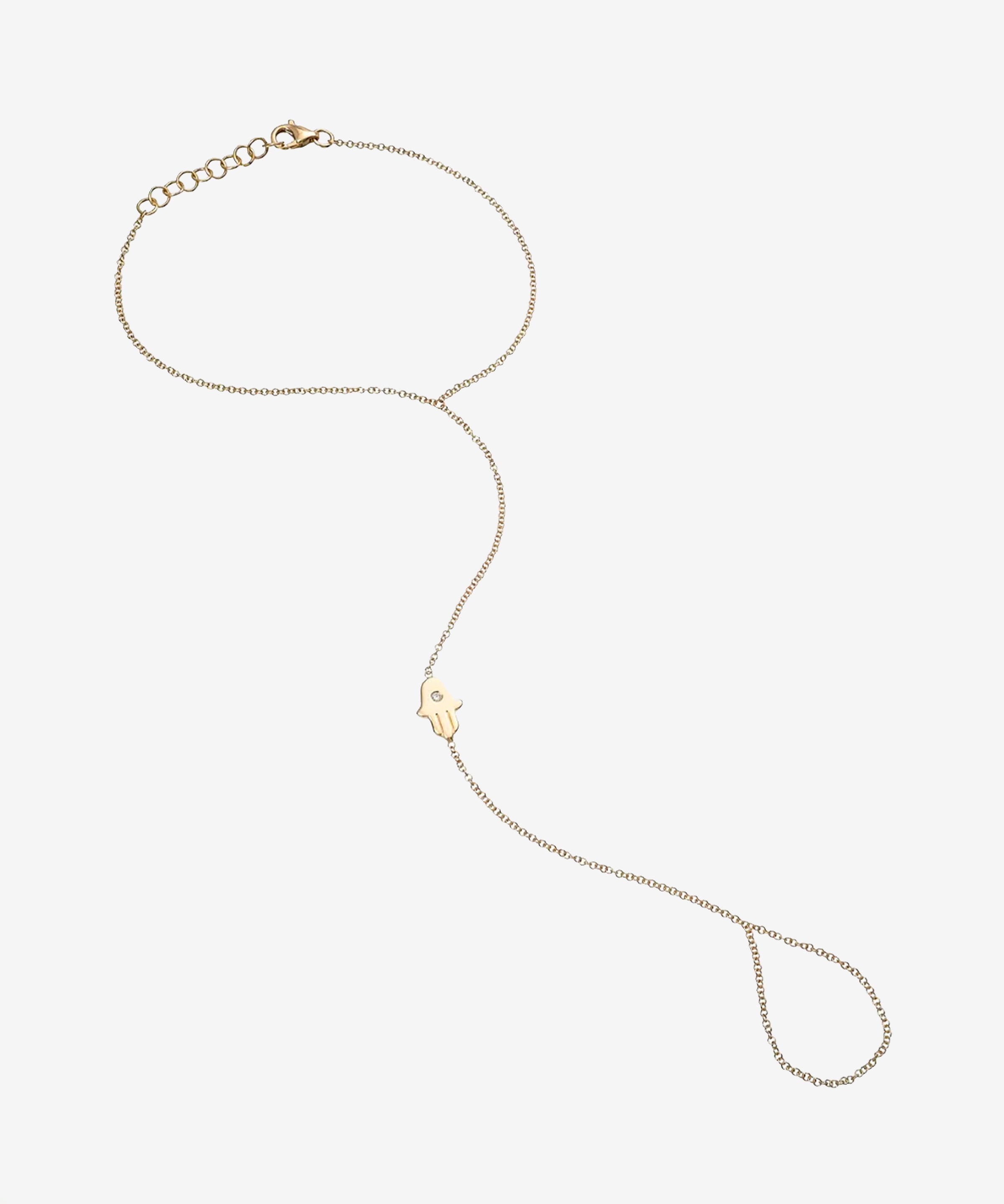 14K Gold Diamond Hamsa Hand Chain Zoe Lev Jewelry