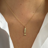 14k Gold Diamond Lucky Fish Necklace Zoe Lev Jewelry