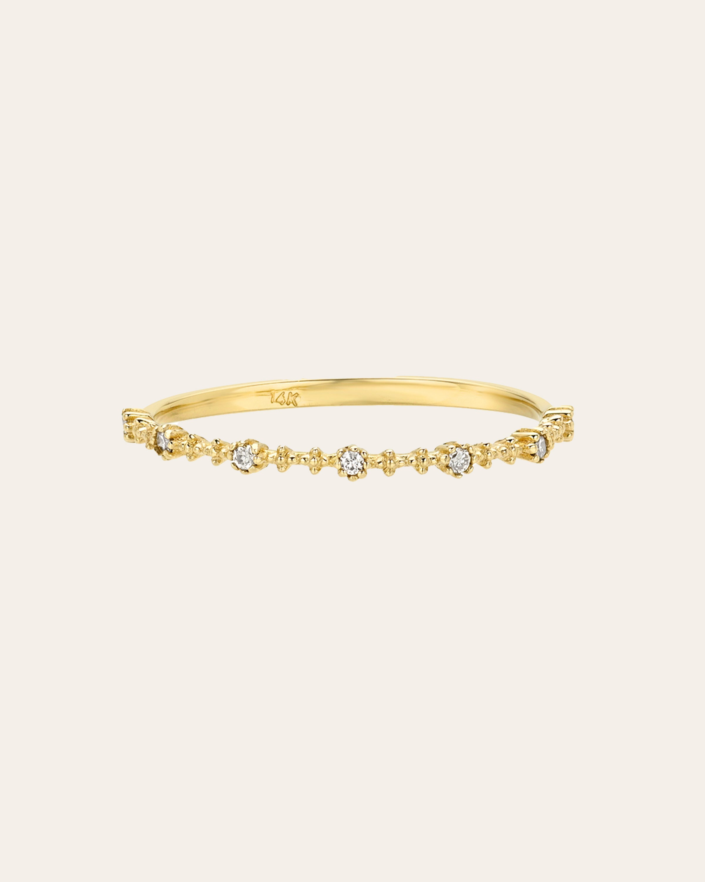 14K Gold Diamond Milgrain Stacking Ring Zoe Lev Jewelry