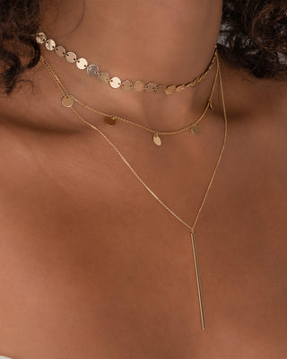 14k Gold Discs Choker Necklace