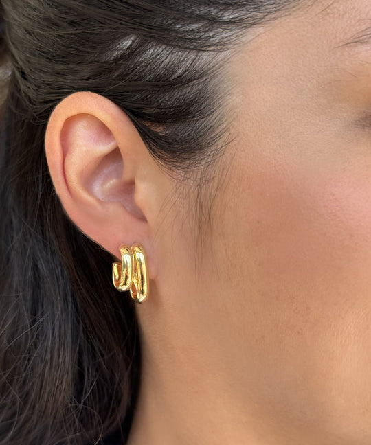 14k Gold Double Oval Hoop Earrings Hoops & Huggies Zoe Lev Jewelry