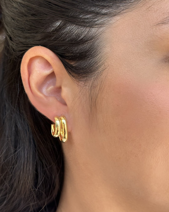 14k Gold Double Oval Hoop Earrings Hoops & Huggies Zoe Lev Jewelry