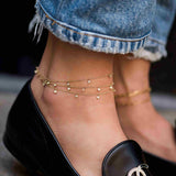 14k Gold Drop Bezel Anklet Zoe Lev Jewelry