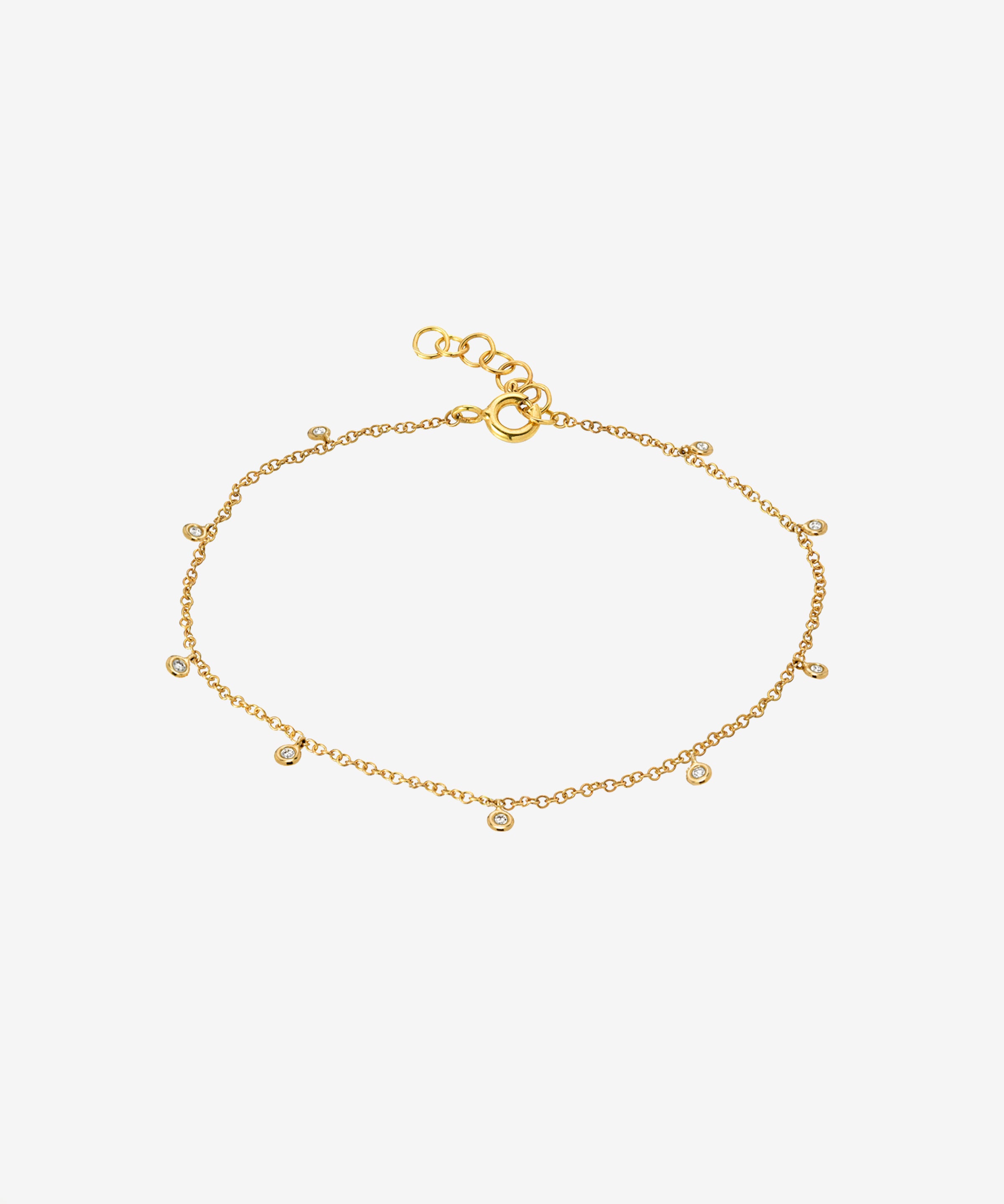 14k Gold Drop Bezel Anklet Zoe Lev Jewelry