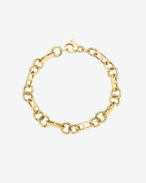 14k Gold Elongated Flat Mariner Link Bracelet Chains Zoe Lev Jewelry