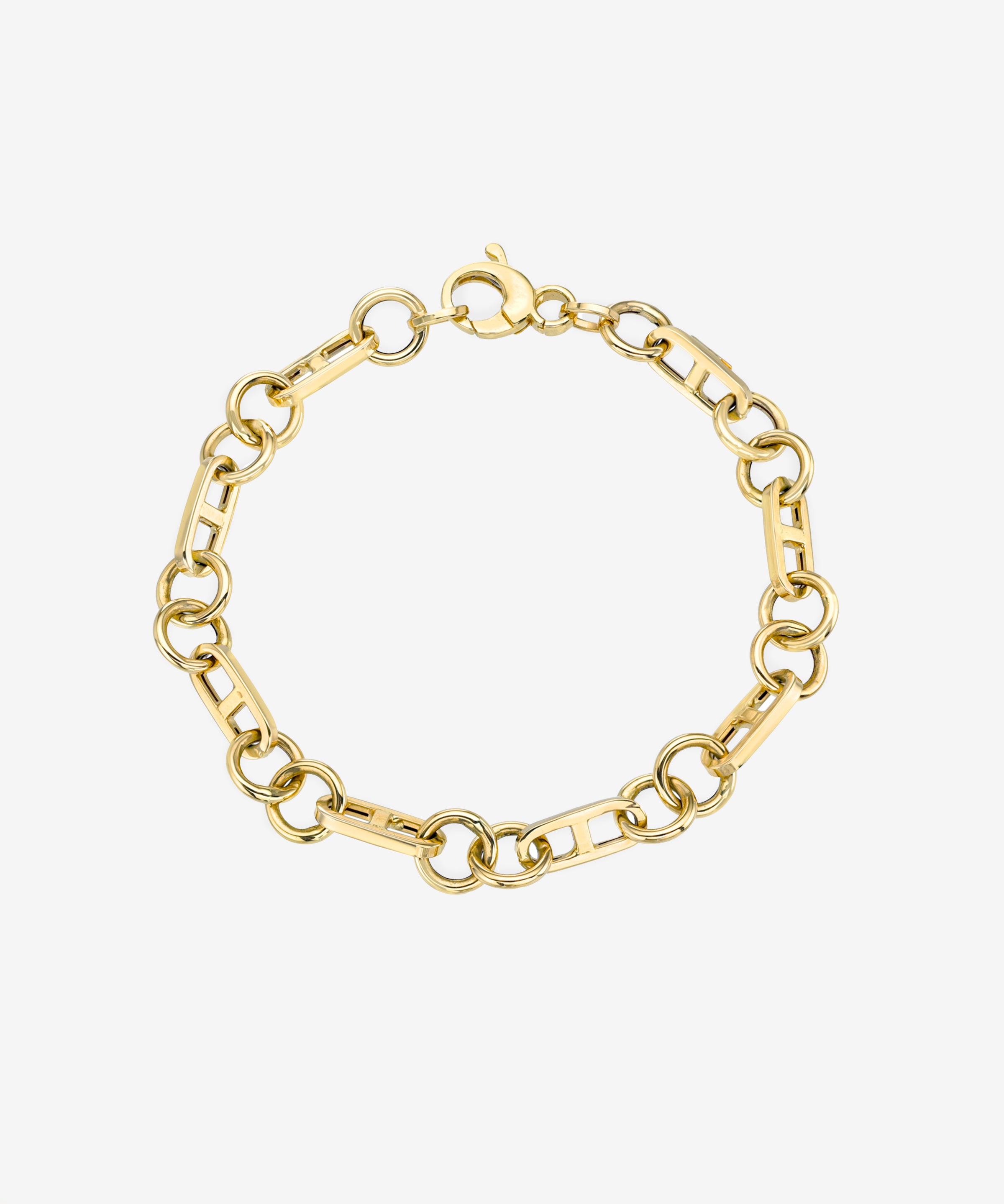 14k Gold Elongated Flat Mariner Link Bracelet Chains Zoe Lev Jewelry