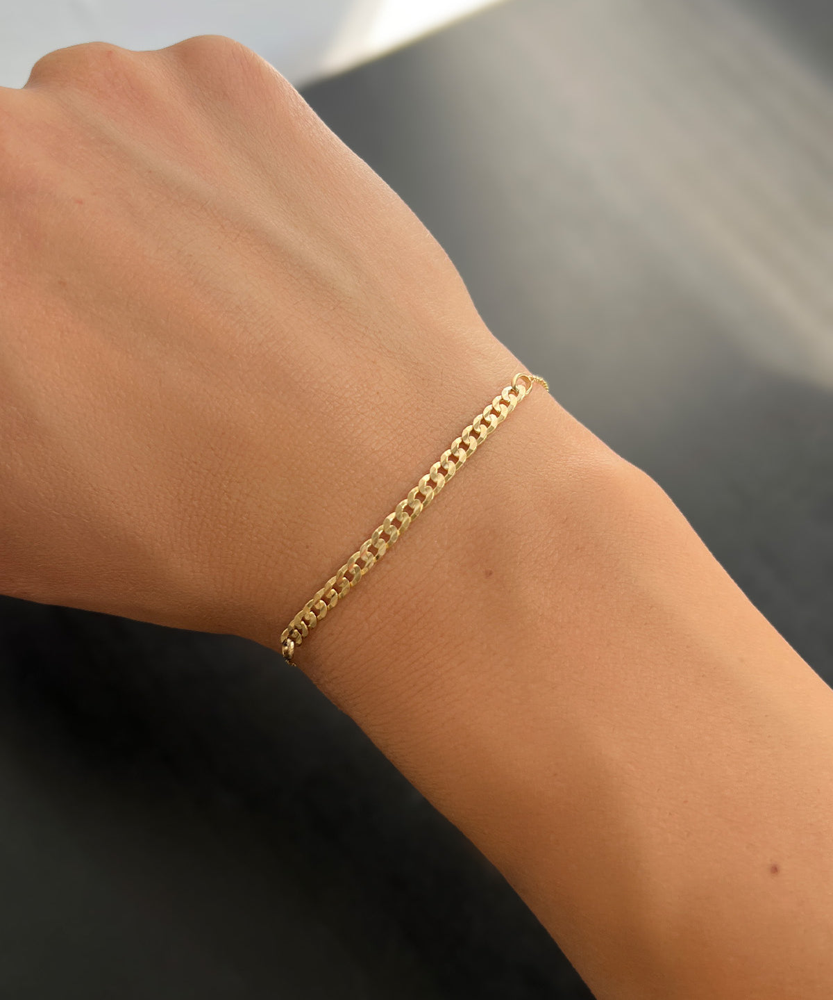 14k Gold Flat Cuban Link Segment Bracelet SAMPLE SALE Zoe Lev Jewelry