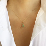 14k Gold Gemstone Gothic Initial Pendant