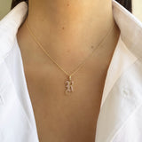 14k Gold Gemstone Gothic Initial Pendant