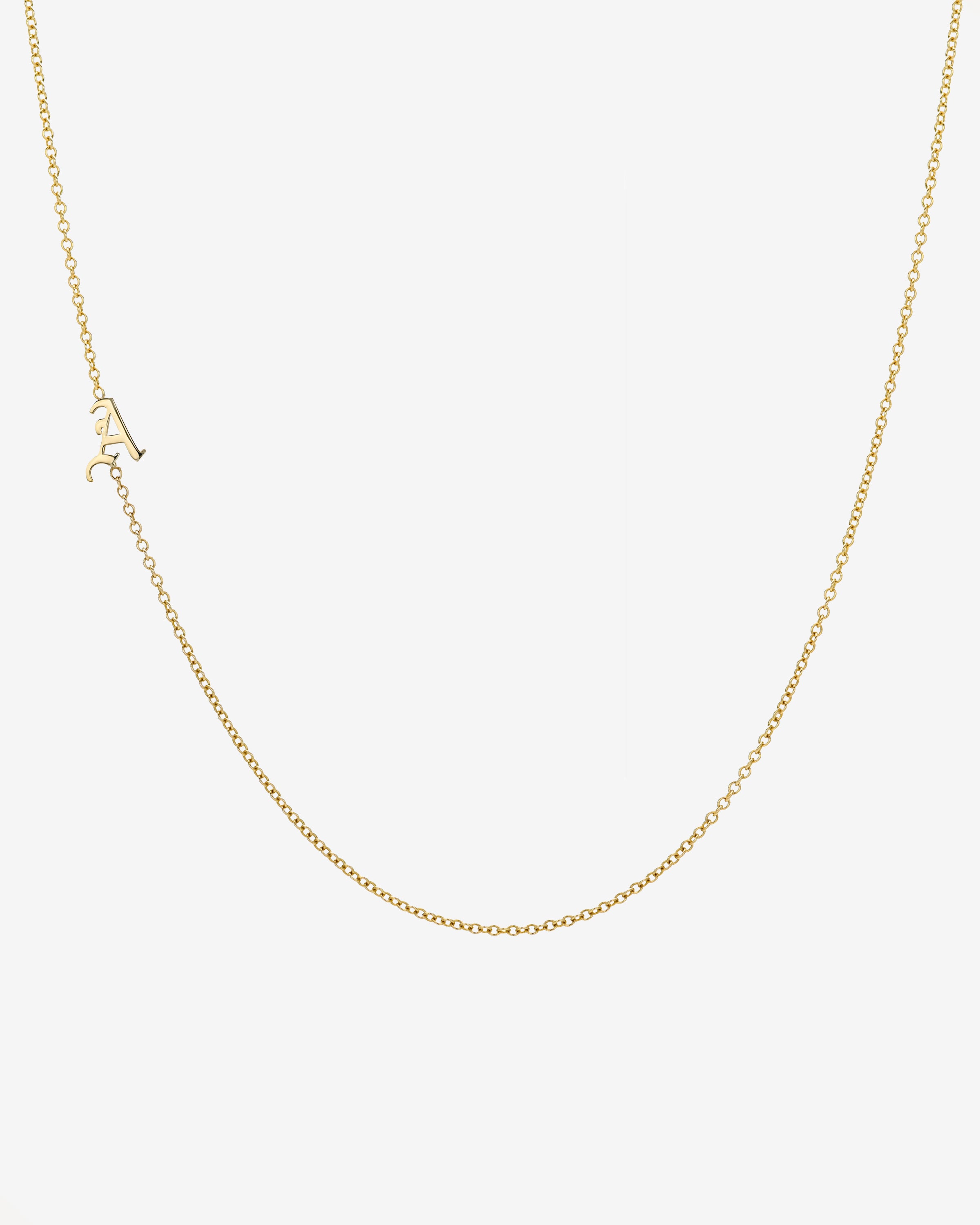 14k Gold Gothic Initial Asymmetrical Necklace Personalized Zoe Lev Jewelry