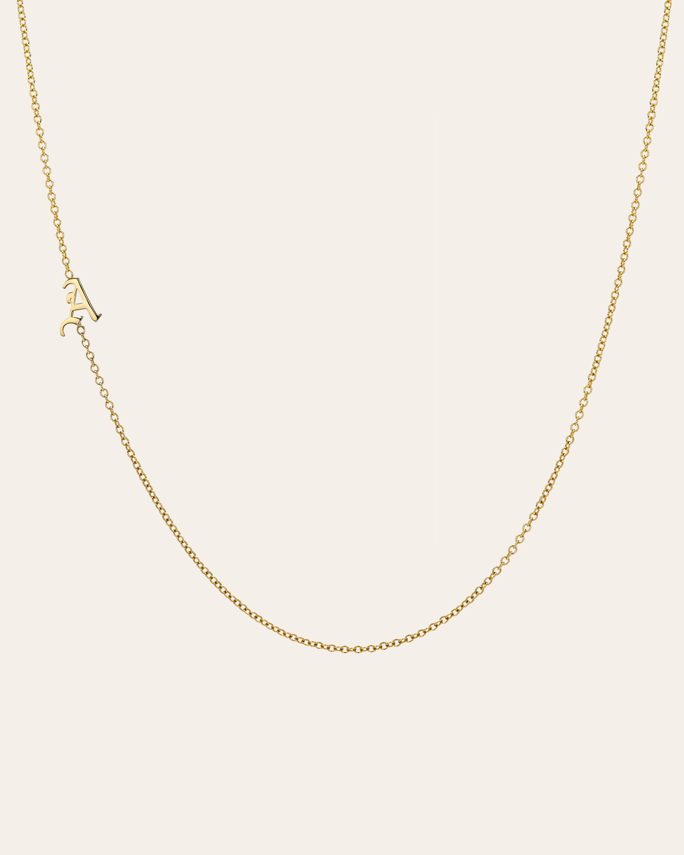 14k Gold Gothic Initial Asymmetrical Necklace Personalized Zoe Lev Jewelry