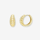 14K Gold Half Ribbed Huggies Hoops & Huggies Zoe Lev Jewelry
