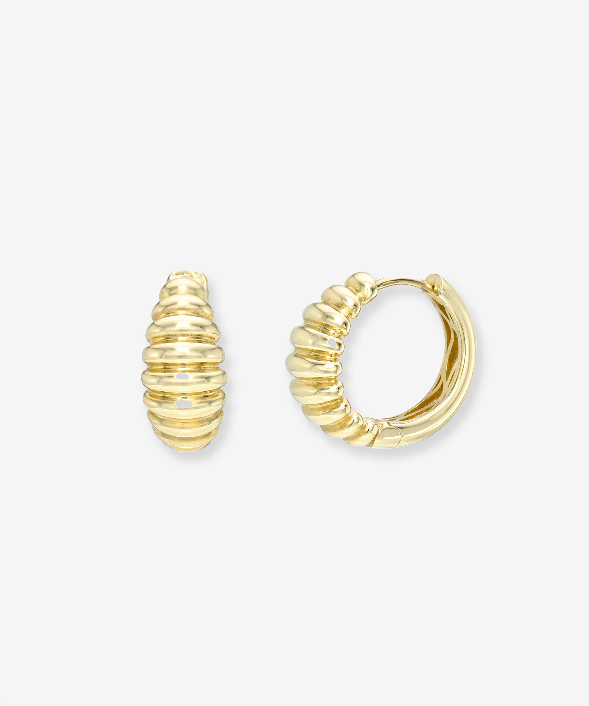 14K Gold Half Ribbed Huggies Hoops & Huggies Zoe Lev Jewelry