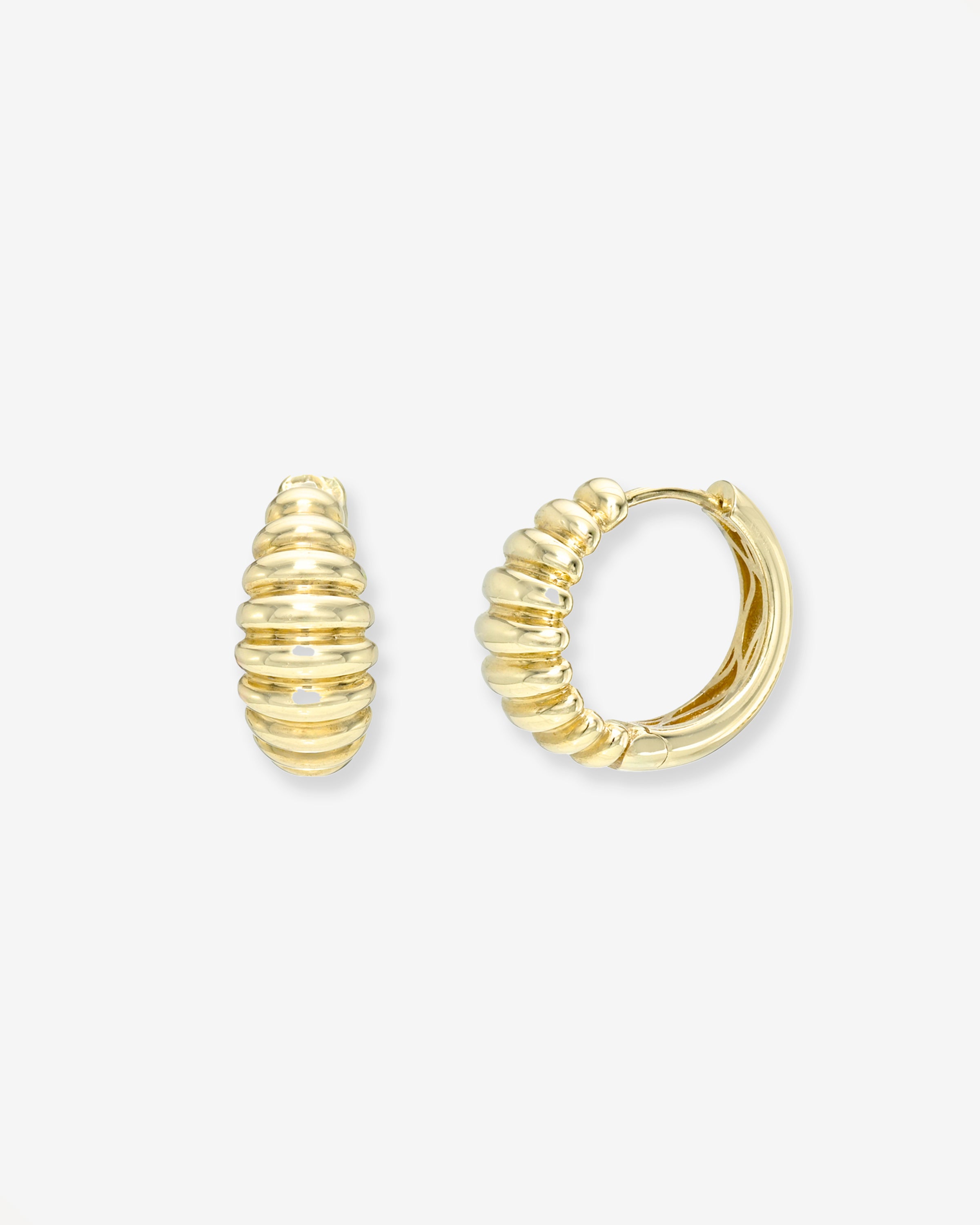 14K Gold Half Ribbed Huggies Hoops & Huggies Zoe Lev Jewelry