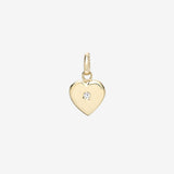 14k Gold Heart with Tiny Diamond Pendant