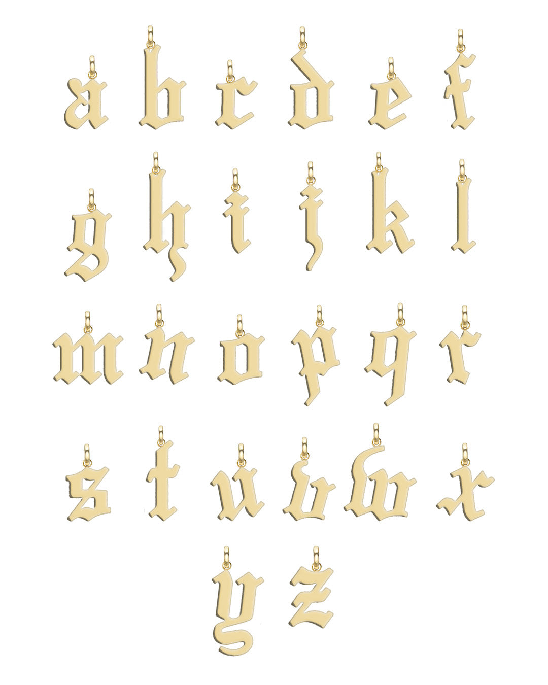 14K Gold Lowercase Gothic Initial Pendant Personalized Zoe Lev Jewelry
