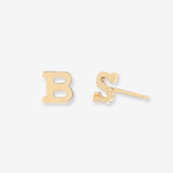 14k Gold Initial Stud Earrings Personalized Zoe Lev Jewelry