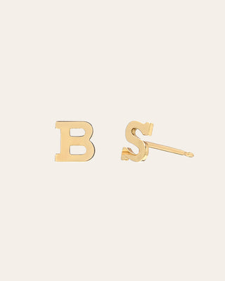 14k Gold Initial Stud Earrings