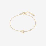 14k Gold Initial & Bezel Diamond Bracelet Personalized Zoe Lev Jewelry
