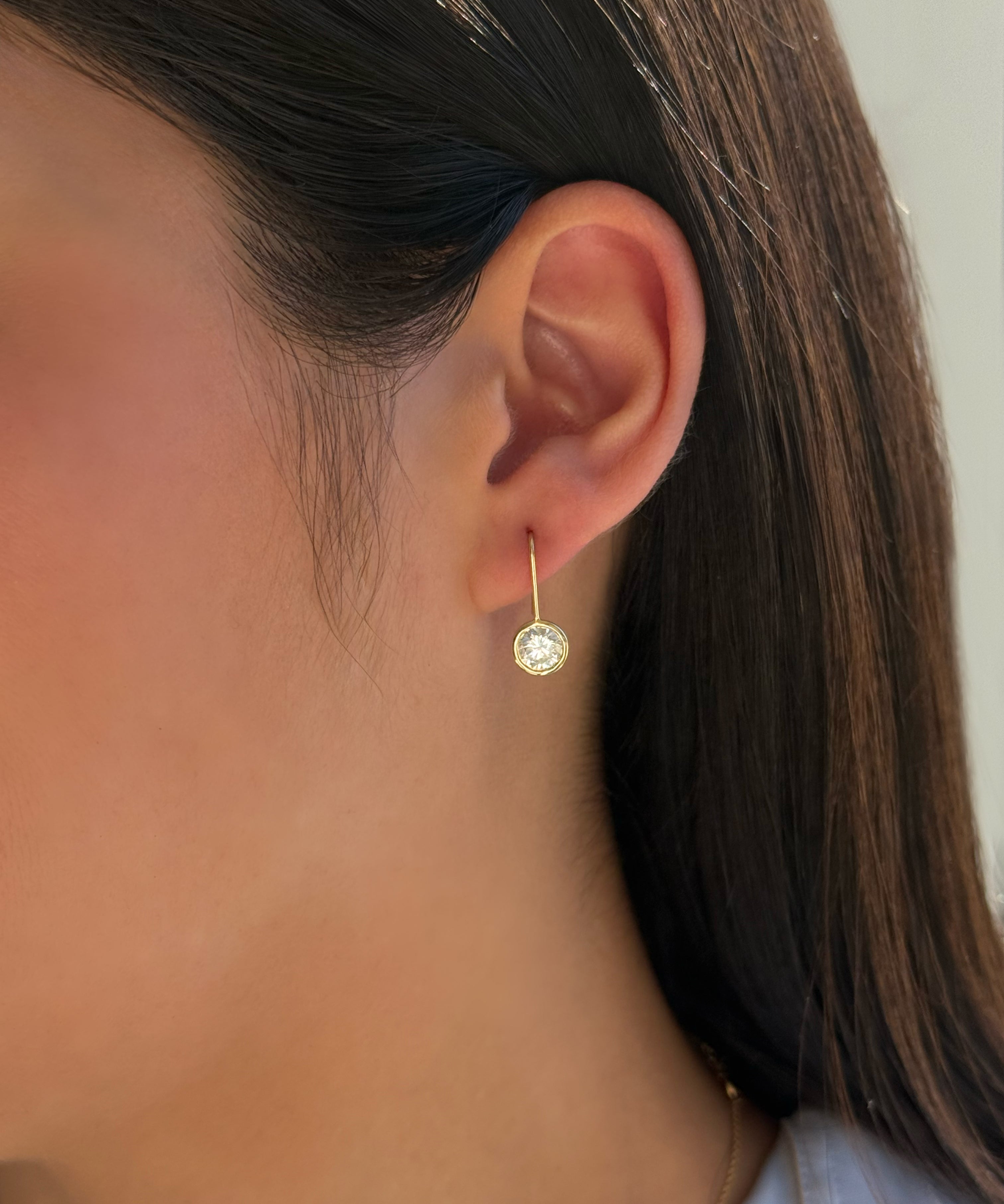 14k Gold Lab Diamond Bezel Drop Earrings Zoe Lev Jewelry