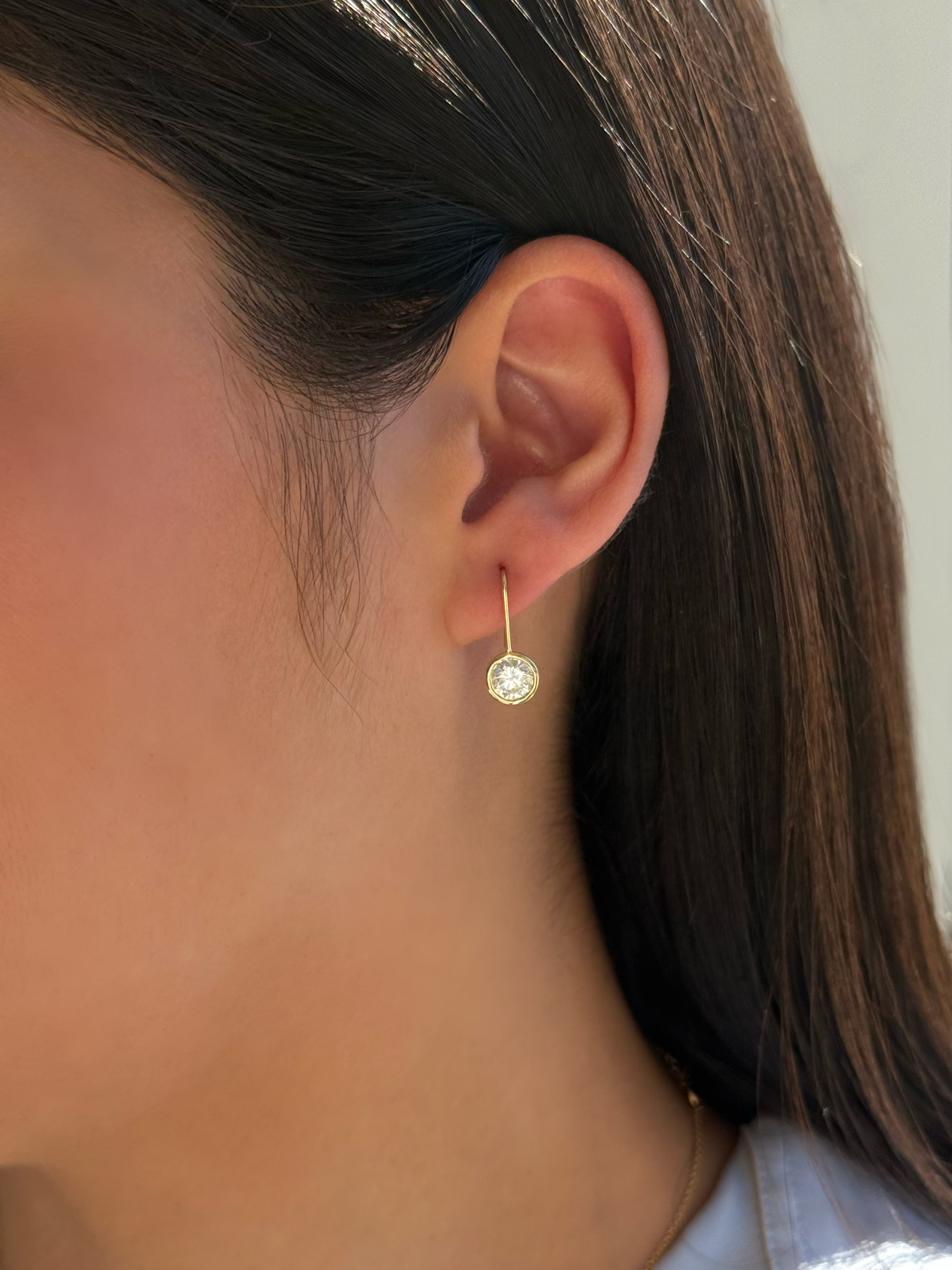 14k Gold Lab Diamond Bezel Drop Earrings Zoe Lev Jewelry