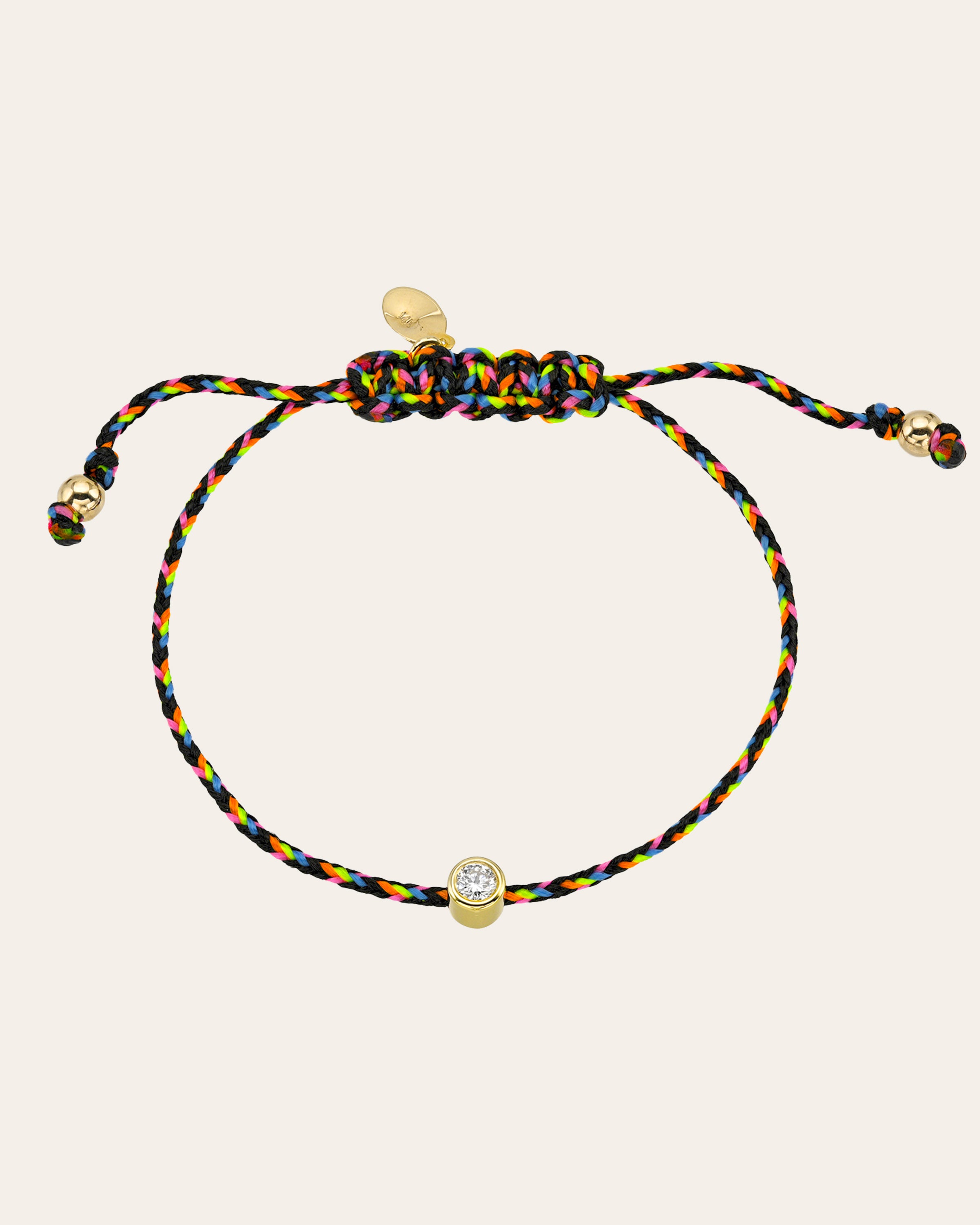 14k Gold Lab Diamond Bezel Paracord Fortune Bracelet Fortune Zoe Lev Jewelry