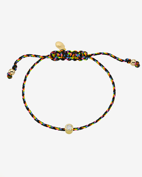 14k Gold Lab Diamond Bezel Paracord Fortune Bracelet