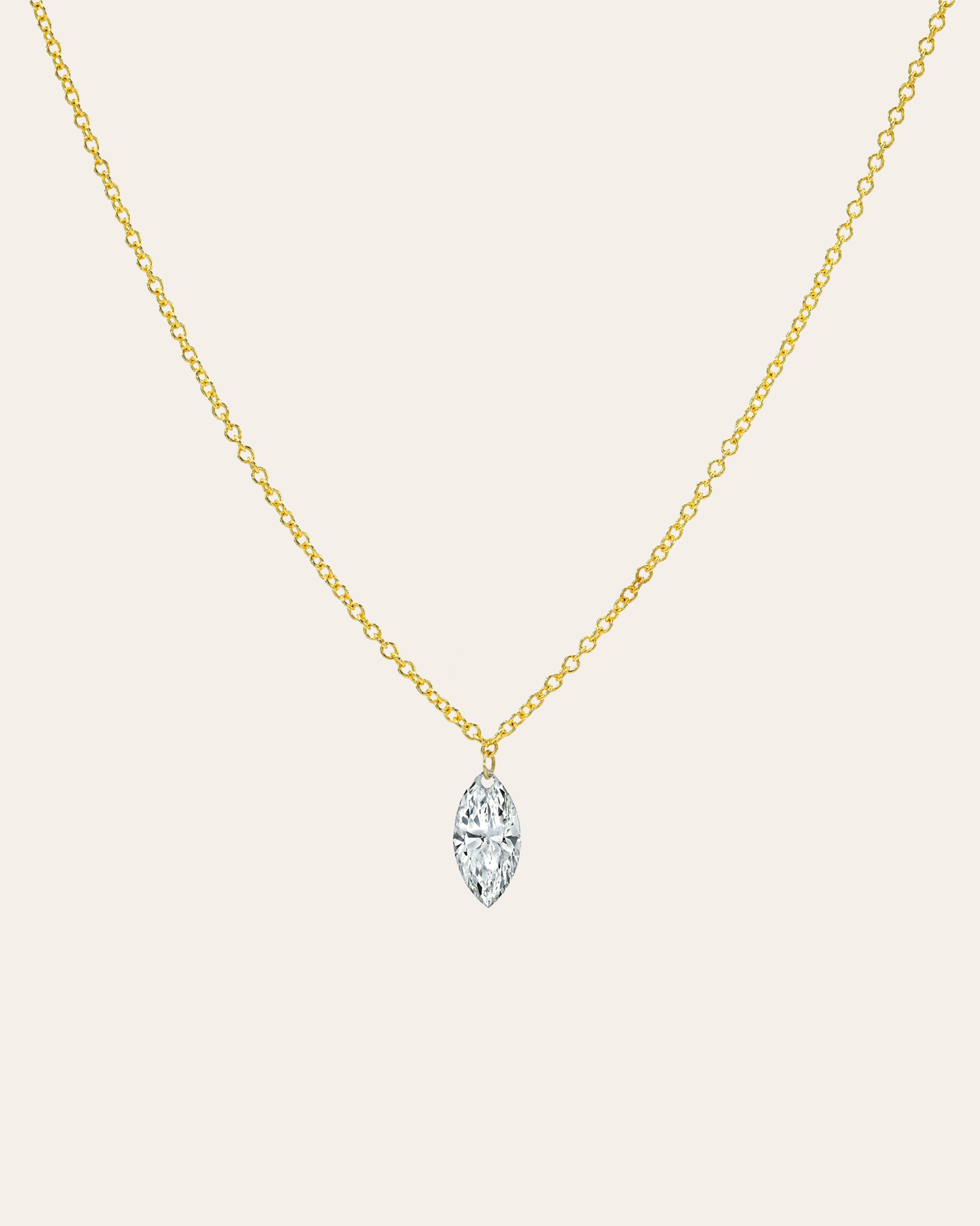 14k Gold Lab Diamond Center Marquise Floating Necklace Zoe Lev Jewelry