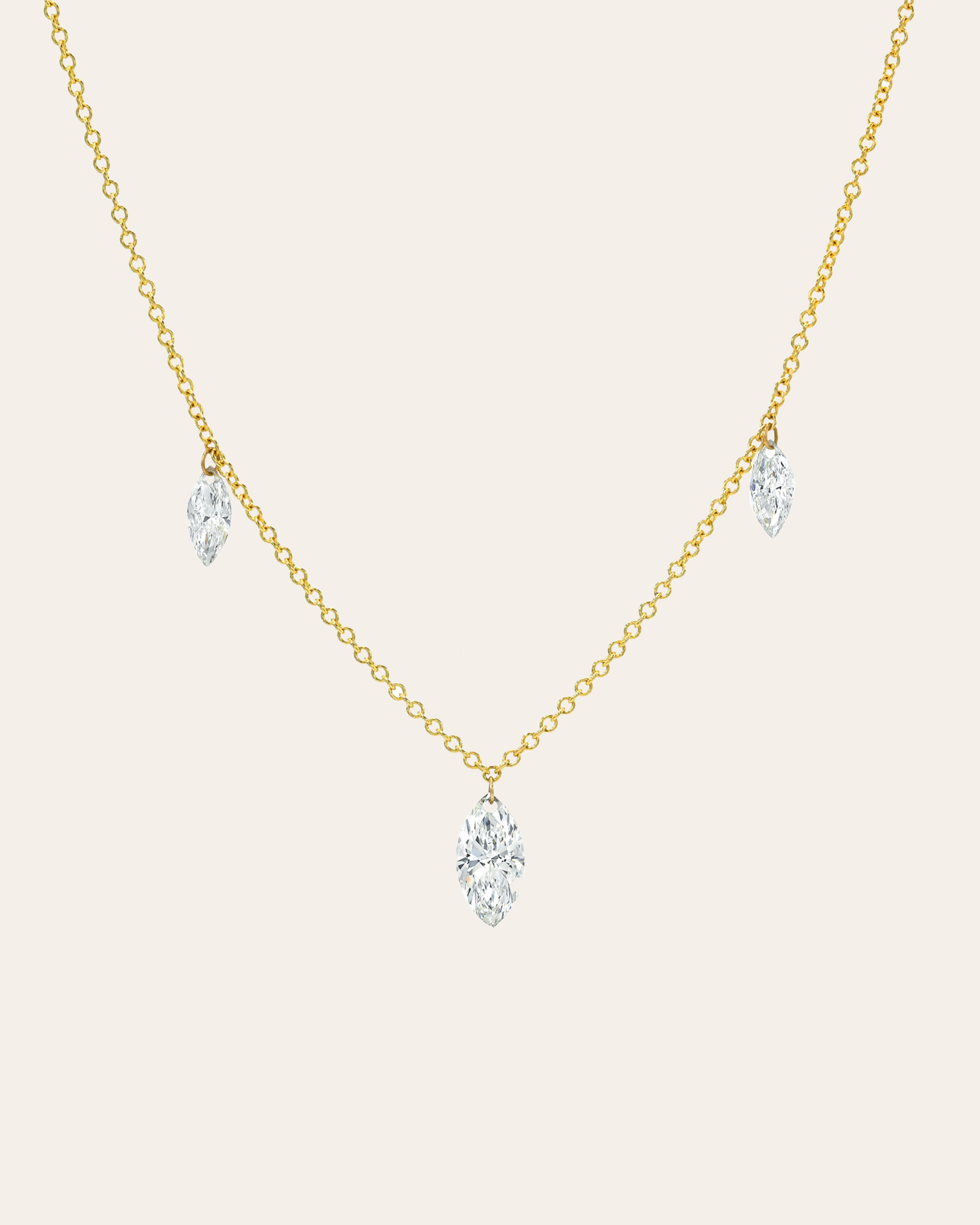 14k Gold Lab Diamond Marquise Floating Necklace Zoe Lev Jewelry