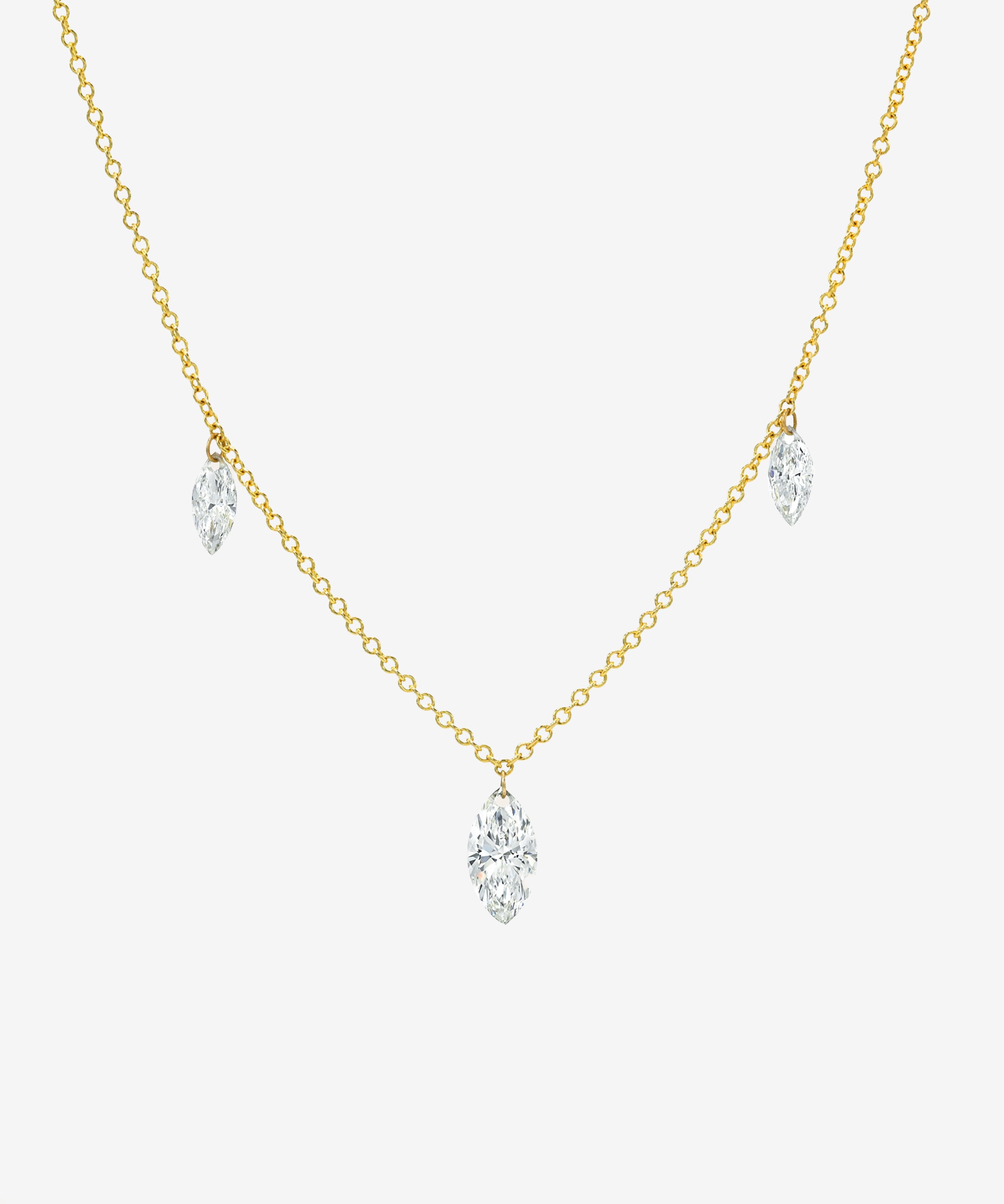 14k Gold Lab Diamond Marquise Floating Necklace Zoe Lev Jewelry