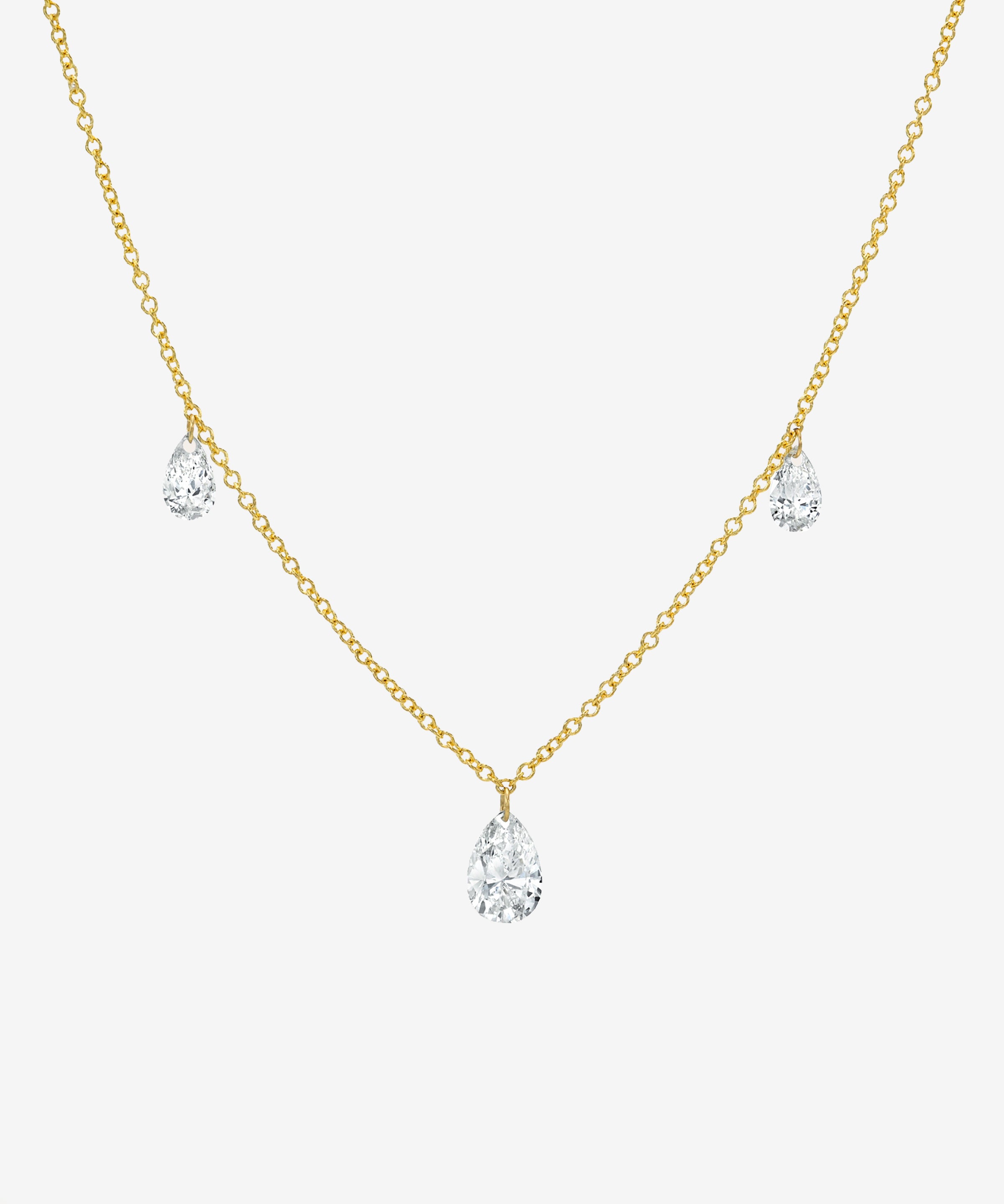 14k Gold Lab Diamond Pear Floating Necklace Zoe Lev Jewelry