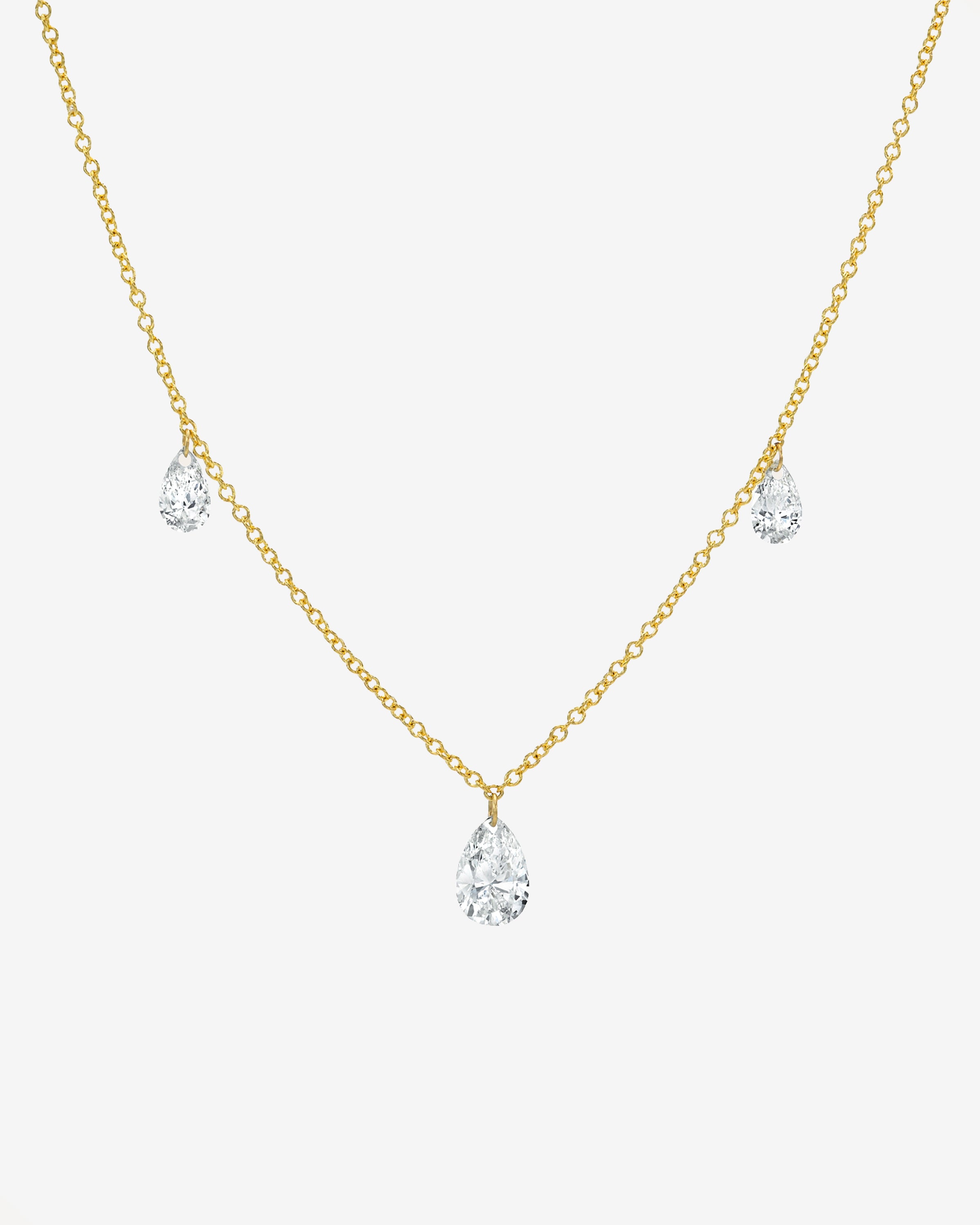 14k Gold Lab Diamond Pear Floating Necklace Zoe Lev Jewelry