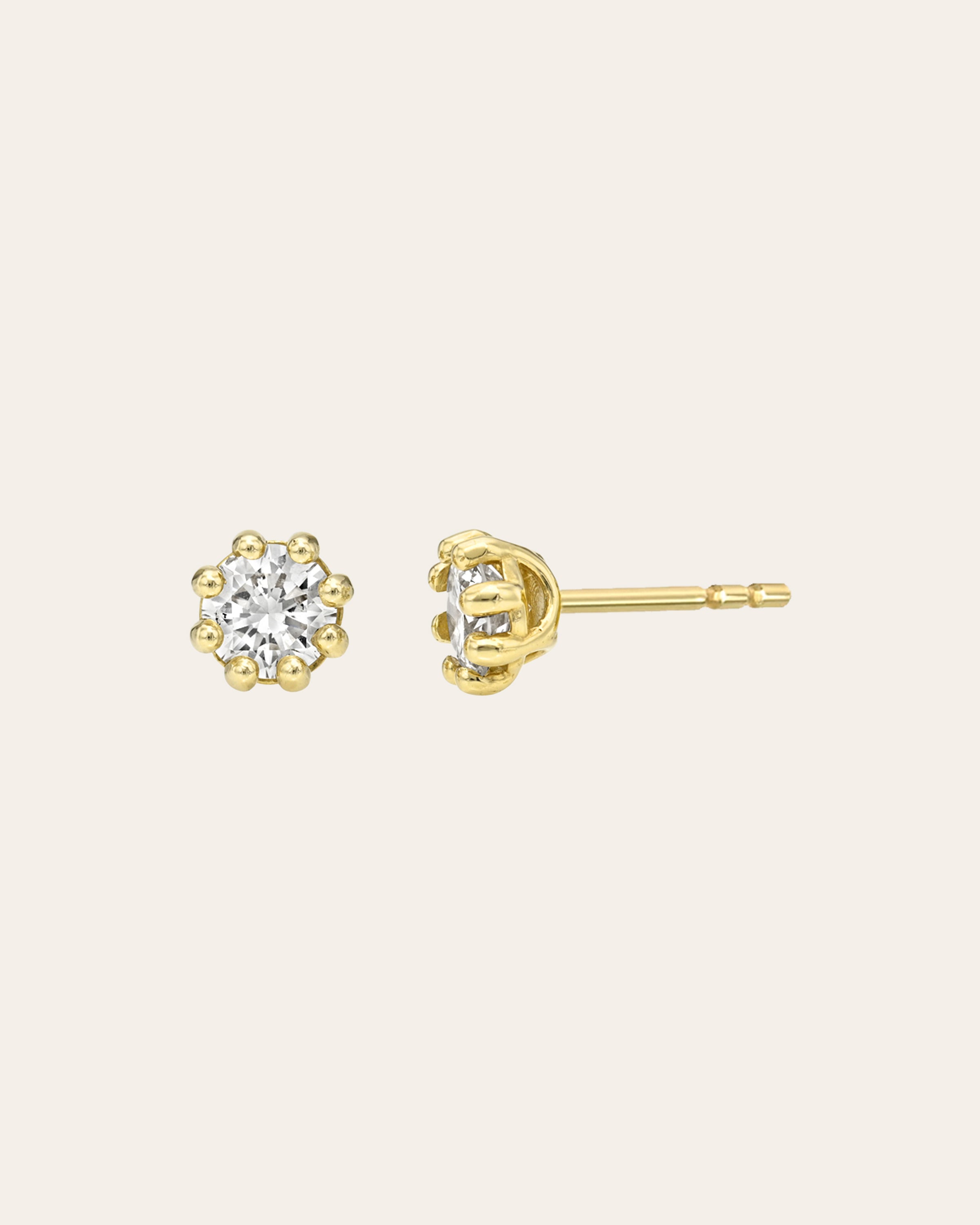 14k Gold Lab Diamond Prong Stud Earrings SAMPLE SALE Zoe Lev Jewelry