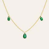 14k Gold Lab Emerald Pear Floating Necklace Zoe Lev Jewelry