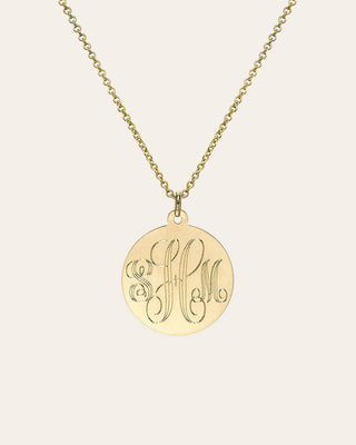 14k Gold Large Disc Pendant Necklace