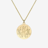 14k Gold Large Engraved Disc Necklace