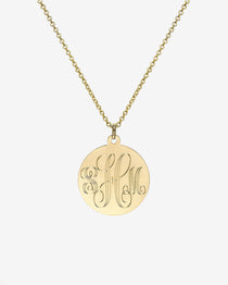 14k Gold Large Engraved Disc Necklace Personalized Zoe Lev Jewelry